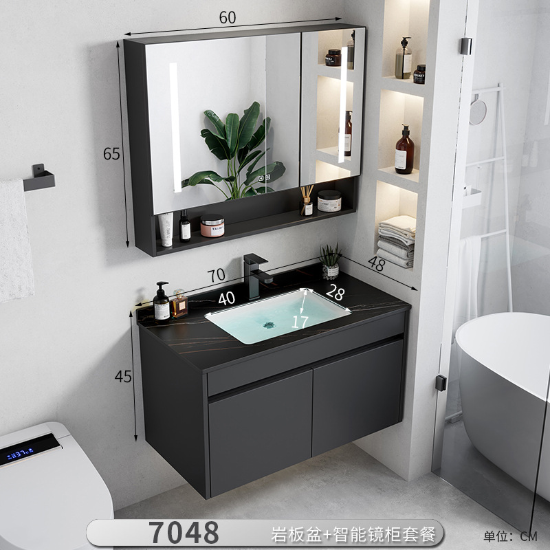 Gabinete de baño de aluminio moderno espacio combinado lavabo lava