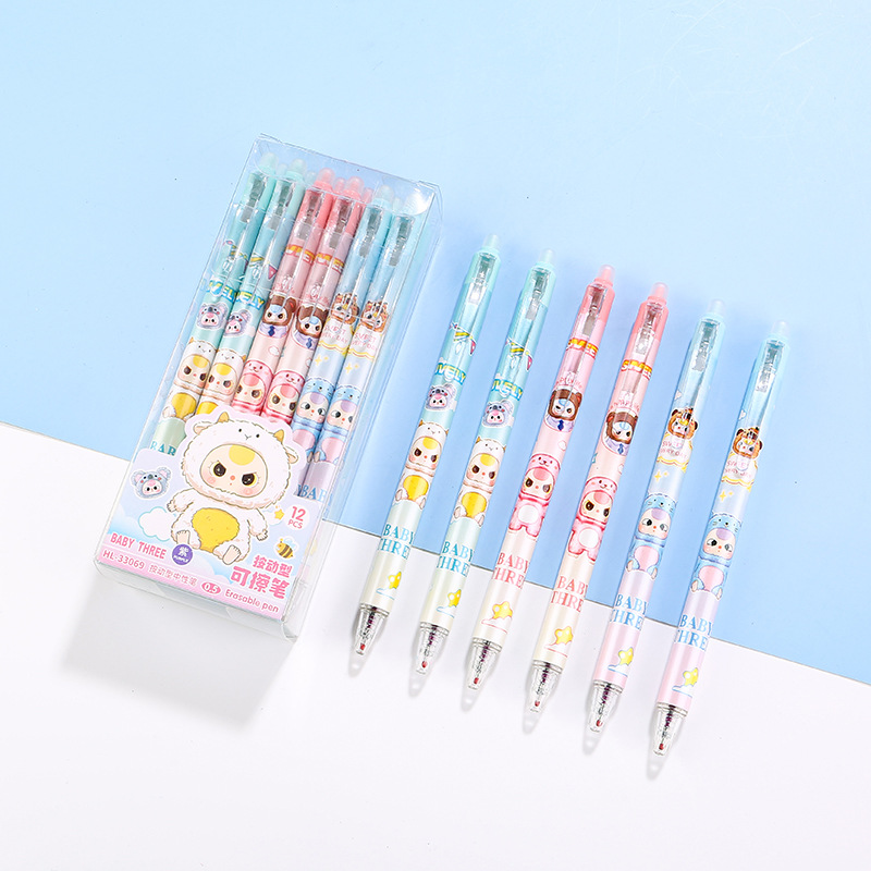 Haoli empuje de recarga borrable 0,5 M cristal azul Mo fácil de limpiar caliente borrable estudiante Mo le pluma de gel pluma a base de agua