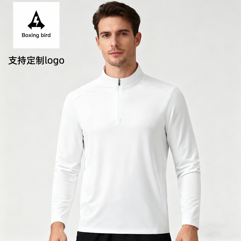 Boxing Bird New Autumn and Winter Men's Sweatshirt Stand Collar Half Zipper Quick-Drying Long Sleeve Lightweight Fleece Casual Sports Work Clothes