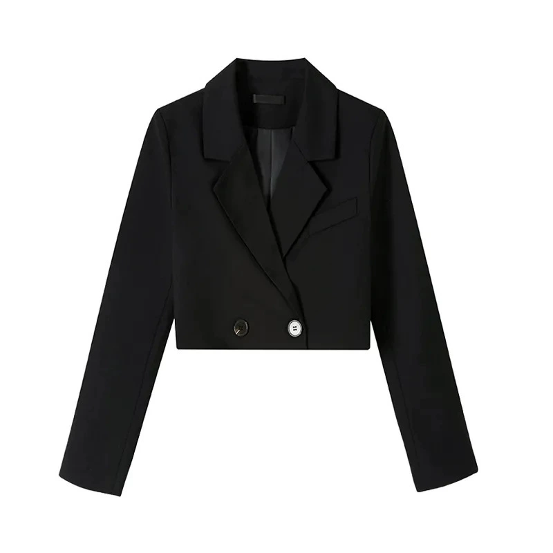 Осенний дизайн короткого классического костюма-жакета для отдыха, slim fit, тренд сезона, высокая талия
