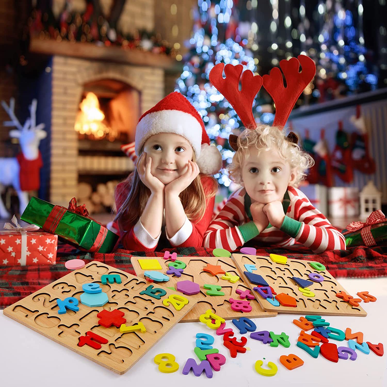 Puzzles de madera transfronterizos Puzzles de madera para niños Puzzles de forma alfanumérica Puzzles de aprendizaje para niños Juguetes de Puzzles