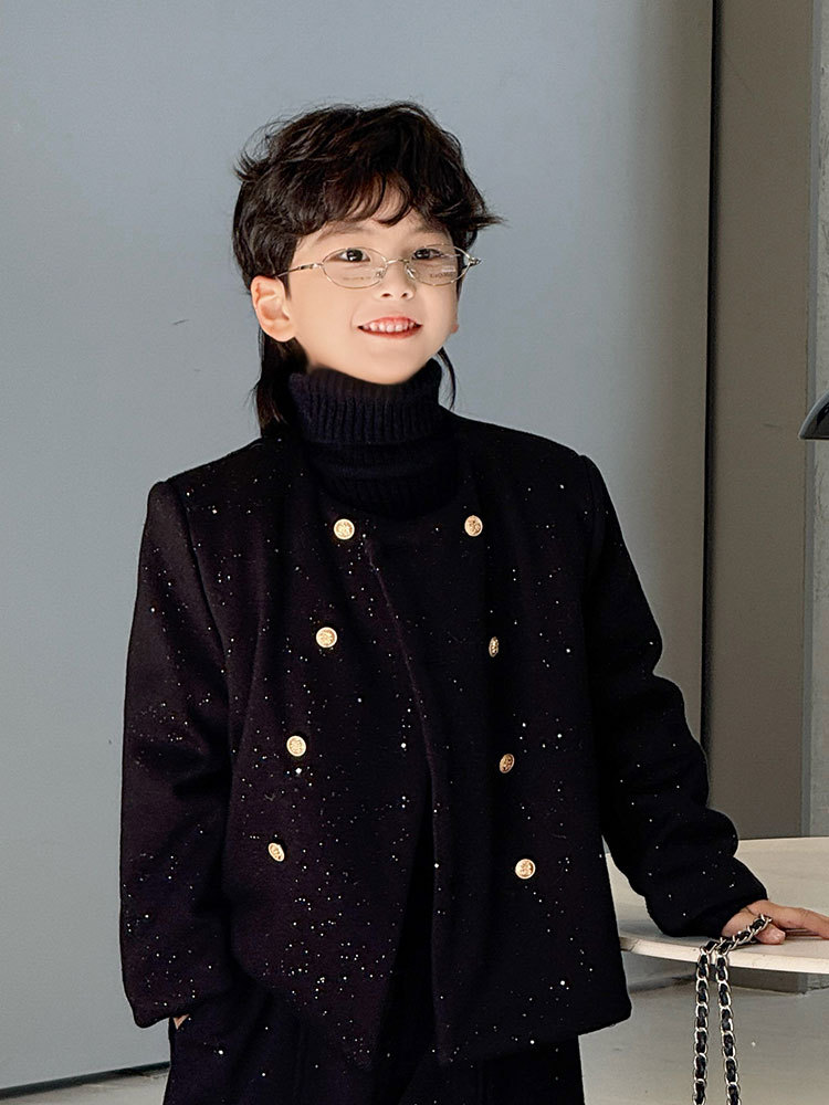 Черная флисовая куртка, в стиле Шанель