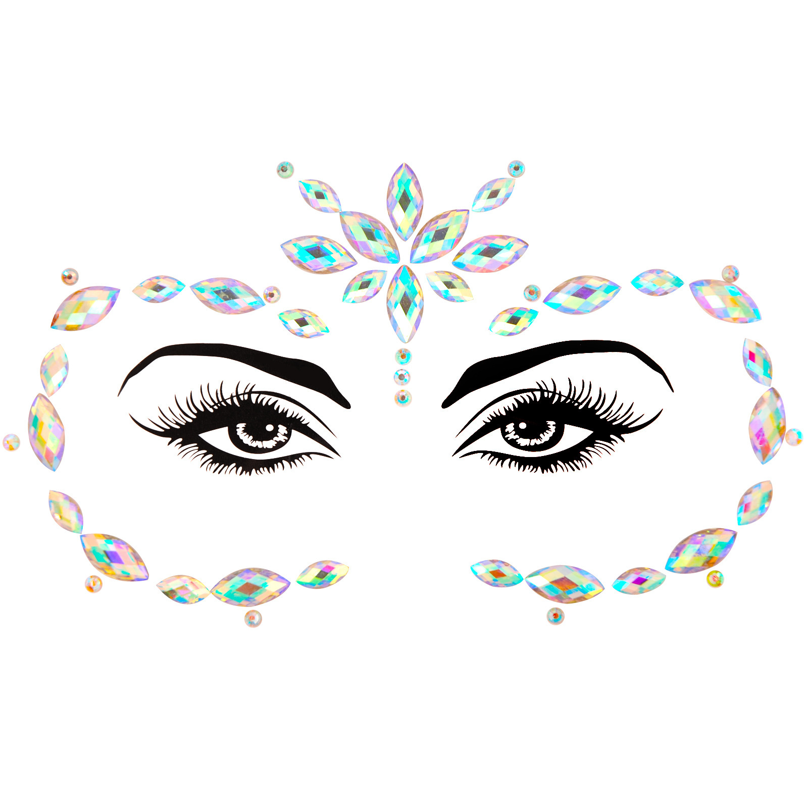 Cruz-frontera nueva cara pegatinas DIY acrílico diamante pegatinas Halloween diamante pegatinas ceja cara pegatinas estrella fiesta