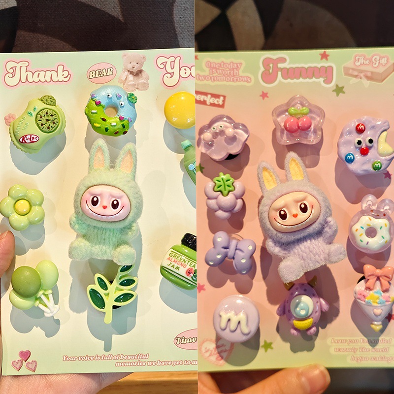 [긴귀 래브 그린+퍼플] 신발 버클 19개