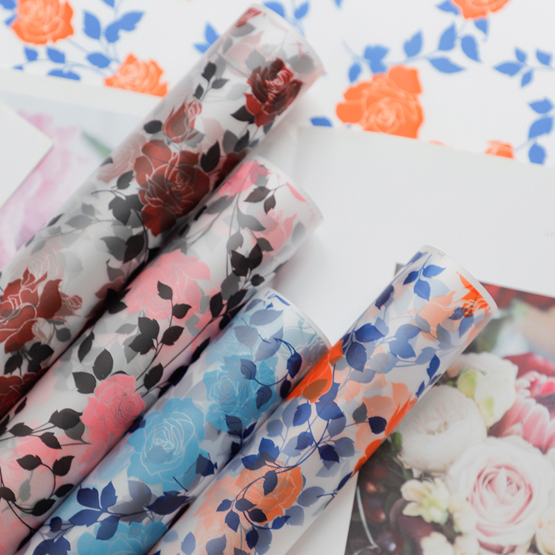 Flores Xiao Luo rosa flor embalaje de papel semitransparente ramo de flores de San Valentín diy regalo flor florista papel de envoltura de flores