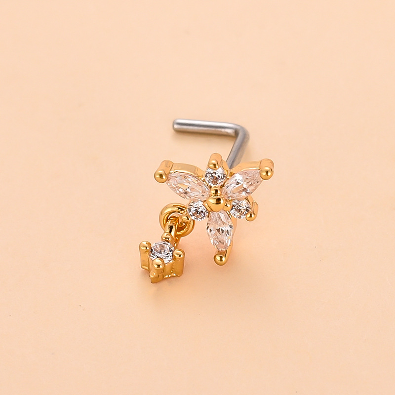 Simple Style Heart Shape Stainless Steel Plating Zircon Nose Studs 1 Piece display picture 26
