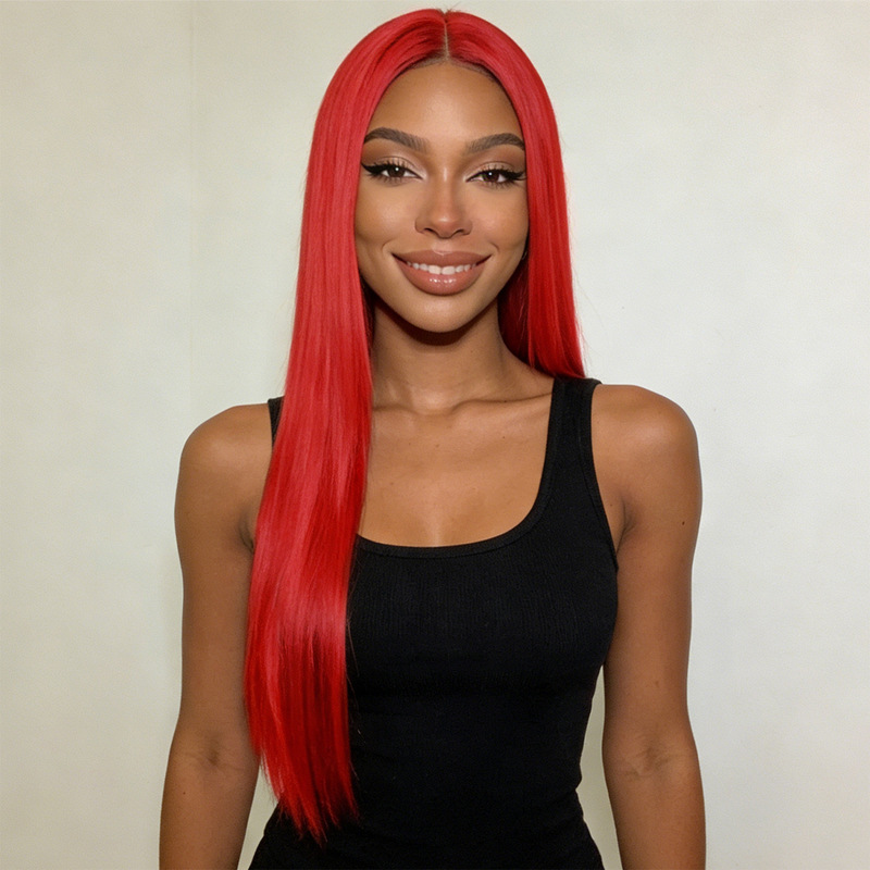Amazon's Best-Selling Wig for African Women, Red Middle-Parted Long Straight Hair Synthetic Fiber Wig, European and American Cross-Border Wholesale in Stock Amazon's Best-Selling Wig for African Women, Red Middle-Parted Long Straight Hair Synthetic Fiber Wig, European and American Cross-Border Wholesale in Stock