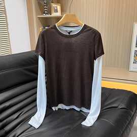 BM&MD&ZA秋冬新款女装设计感时髦拼接棉质长袖上衣06865120716