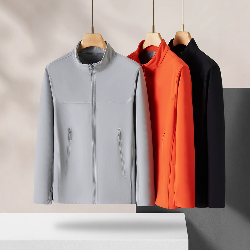2025 Fashion Stand Collar Jacket Men's Large Size Autum Casual Pure Color Versatile Jacket Fat Man Loose Soft Shell Jacket 2025 Fashion Stand Collar Jacket Men's Large Size Autum Casual Pure Color Versatile Jacket Fat Man Loose Soft Shell Jacket