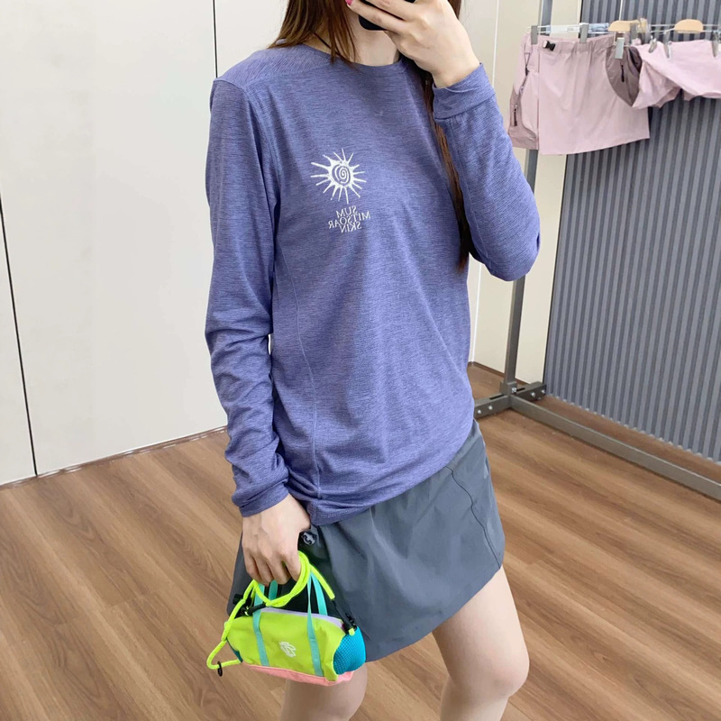 Outdoor quick-dry printed long-sleeve T-shirt for men and women, breathable mesh round-neck sun protection base layer for marathon running training Outdoor quick-dry printed long-sleeve T-shirt for men and women, breathable mesh round-neck sun protection base layer for marathon running training
