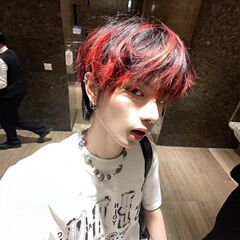 假发日系少年感层次微分碎盖个性黑红挑染自然仿真人发整顶全头套