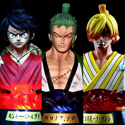 One Piece GK Wano Country Kimono Bust Luffy Zoro Sanji Seven-color luminous box figure ornaments