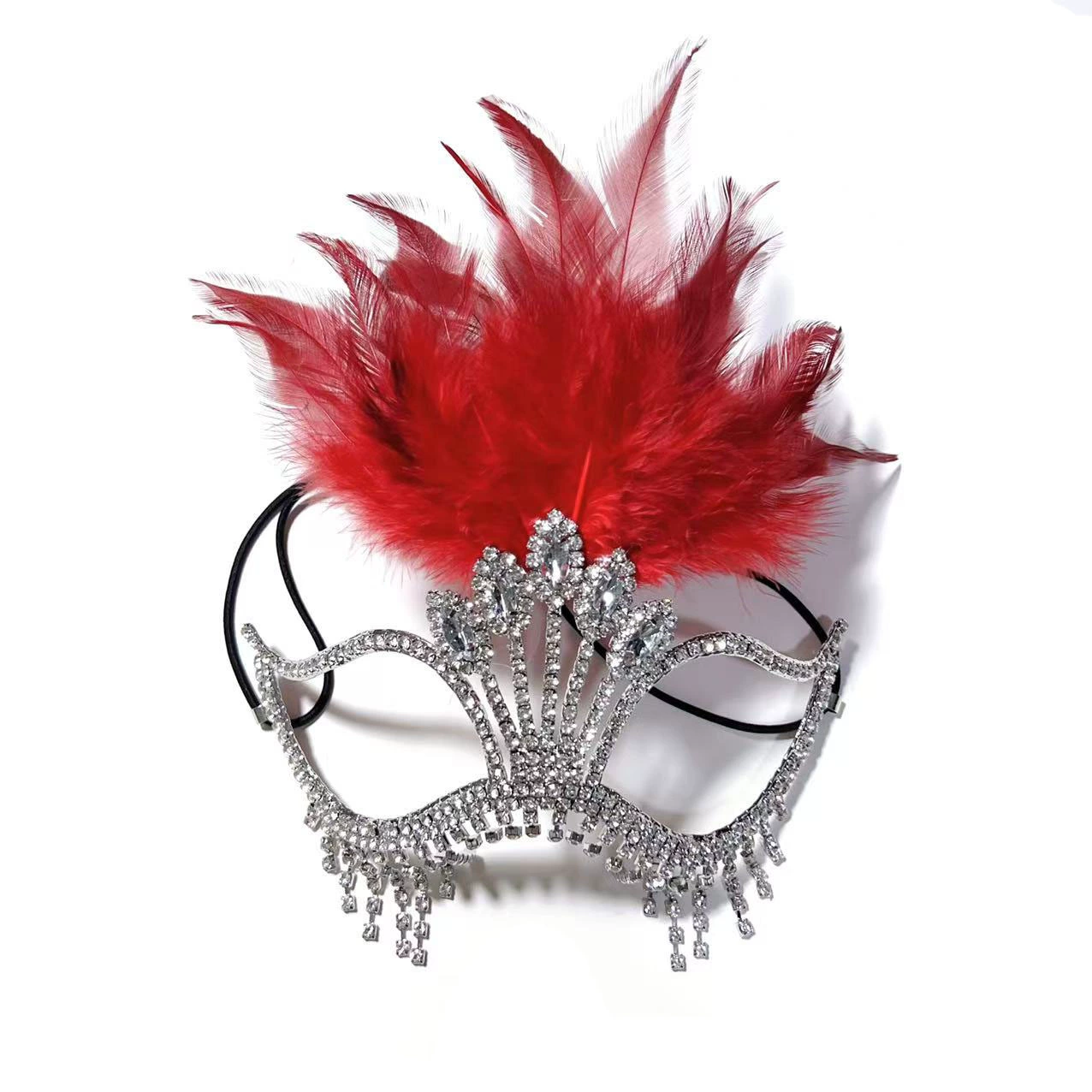 Cross-border explosion -style dressing party Flowing mask nightclub sexy stage performance high -end sensing rhinestone face as female mask