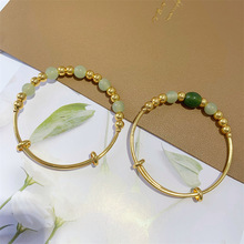 天然玛瑙串珠越南沙金手环首饰品 推拉转运珠手镯女久不掉色批发