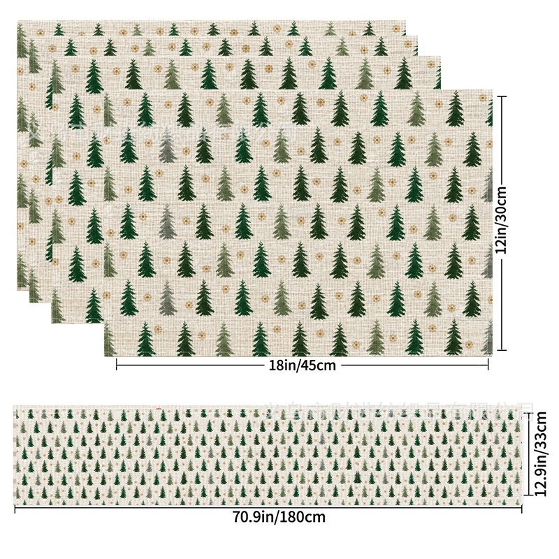 Nuevo cojín de mesa de Navidad 5 piezas Amazon lino impresa manto de mesa de dibujos animados restaurante manto de mesa de Navidad aislante
