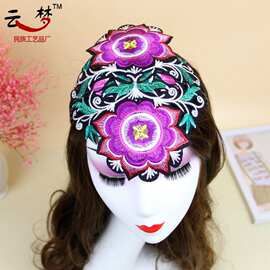 6085民族风绣花发箍纯手工绑发压发带卡外出个性百搭头箍宽边发箍