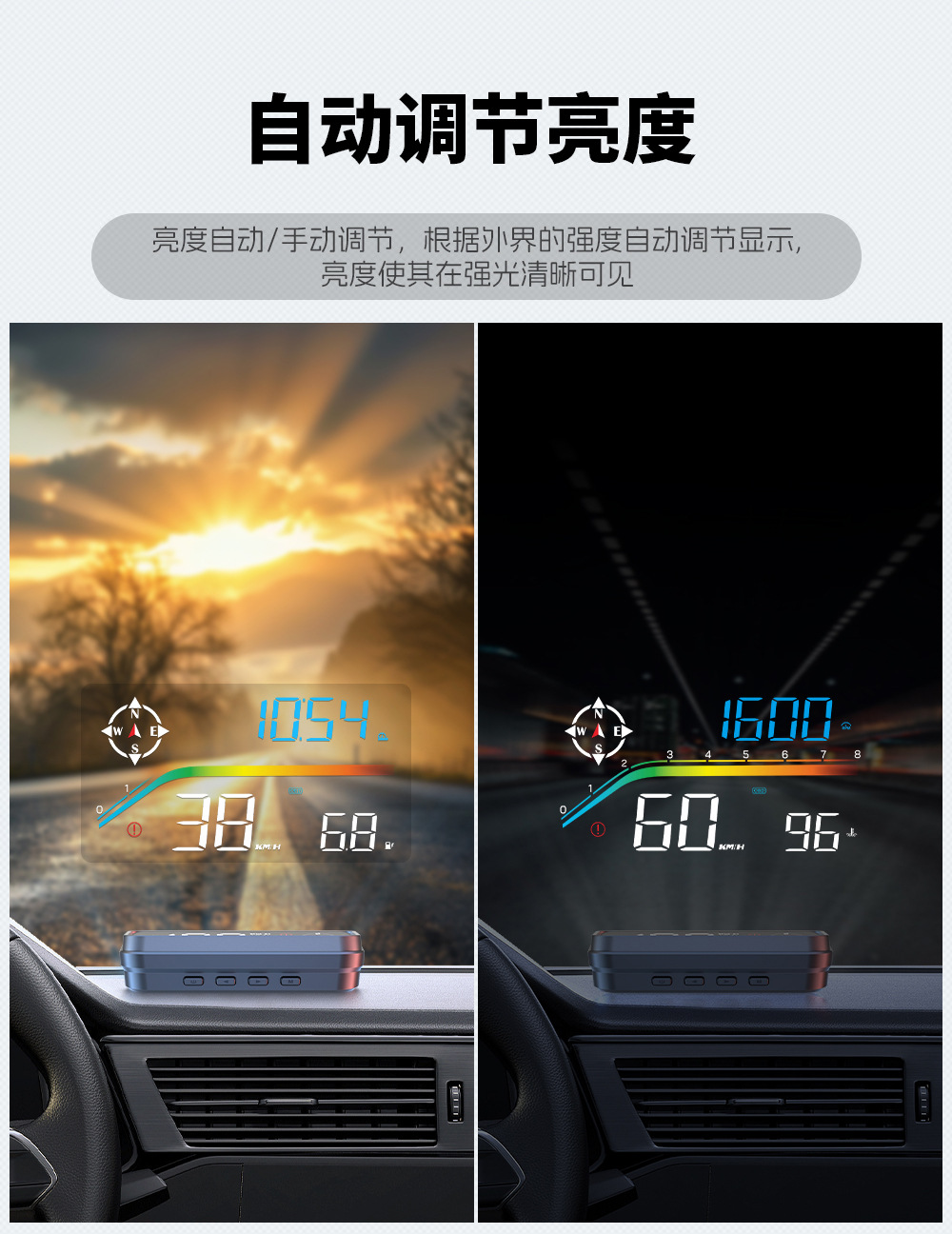 HUD high-definition car head-up display with voice electronic dog function, OBD GPS dual system, high-temperature resistant