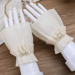 假袖雪紡仿真絲面料喇叭袖短接袖女蕾絲控假袖子學生毛衣袖小蘿莉