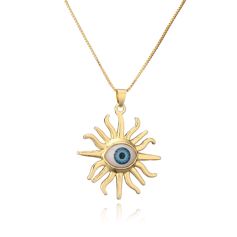 wholesale jewelry sun-eye shape pendant copper necklace nihaojewelry