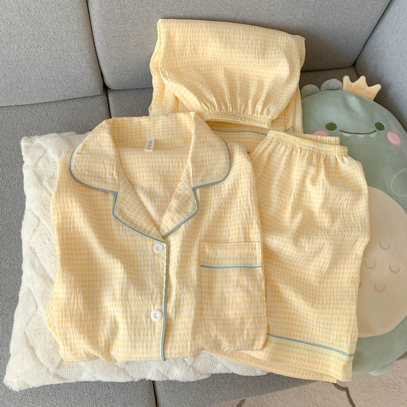 Korean Style Trendy Student Plus-Size Cloud Cotton Pajamas for Women, Spring and Summer Style, Loose-Fitting, Can Be Worn Outside, Three-Piece Home Clothing Set Korean Style Trendy Student Plus-Size Cloud Cotton Pajamas for Women, Spring and Summer Style, Loose-Fitting, Can Be Worn Outside, Three-Piece Home Clothing Set