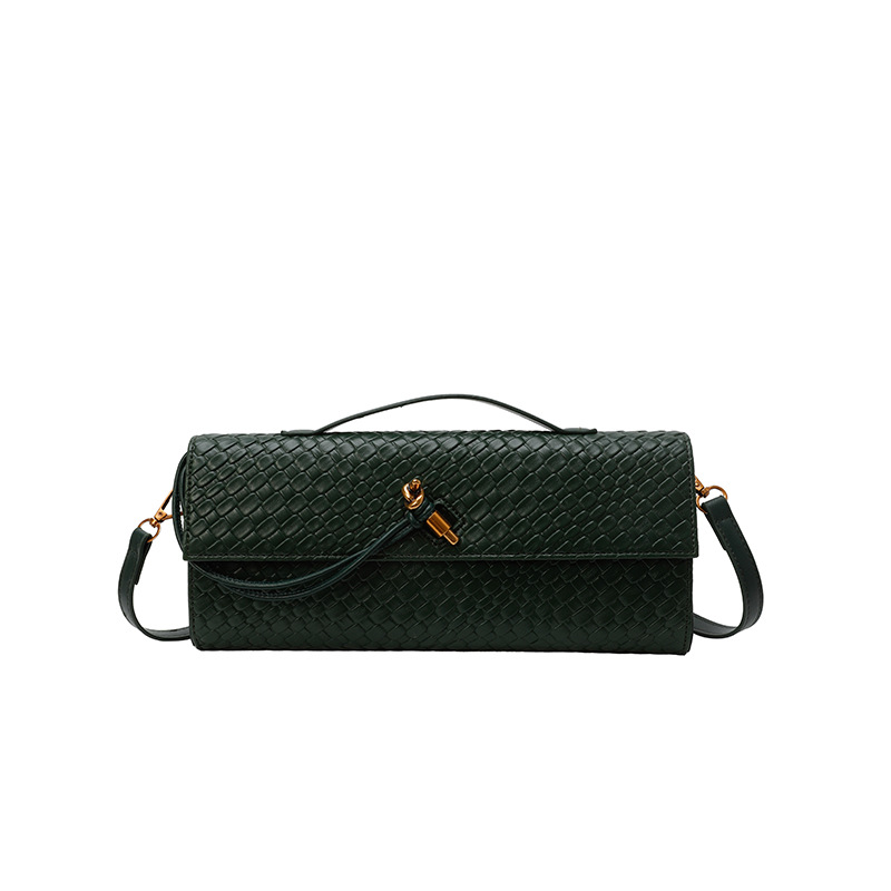 2025 New Cross-Border Woven Baguette Crossbody Bag Vintage Texture Handbag Simple Luxury Shoulder Bag - Thumbnail 5
