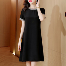 经典黑色宽松裙子女夏季新款时尚简约小个子连衣裙高端大码显瘦裙