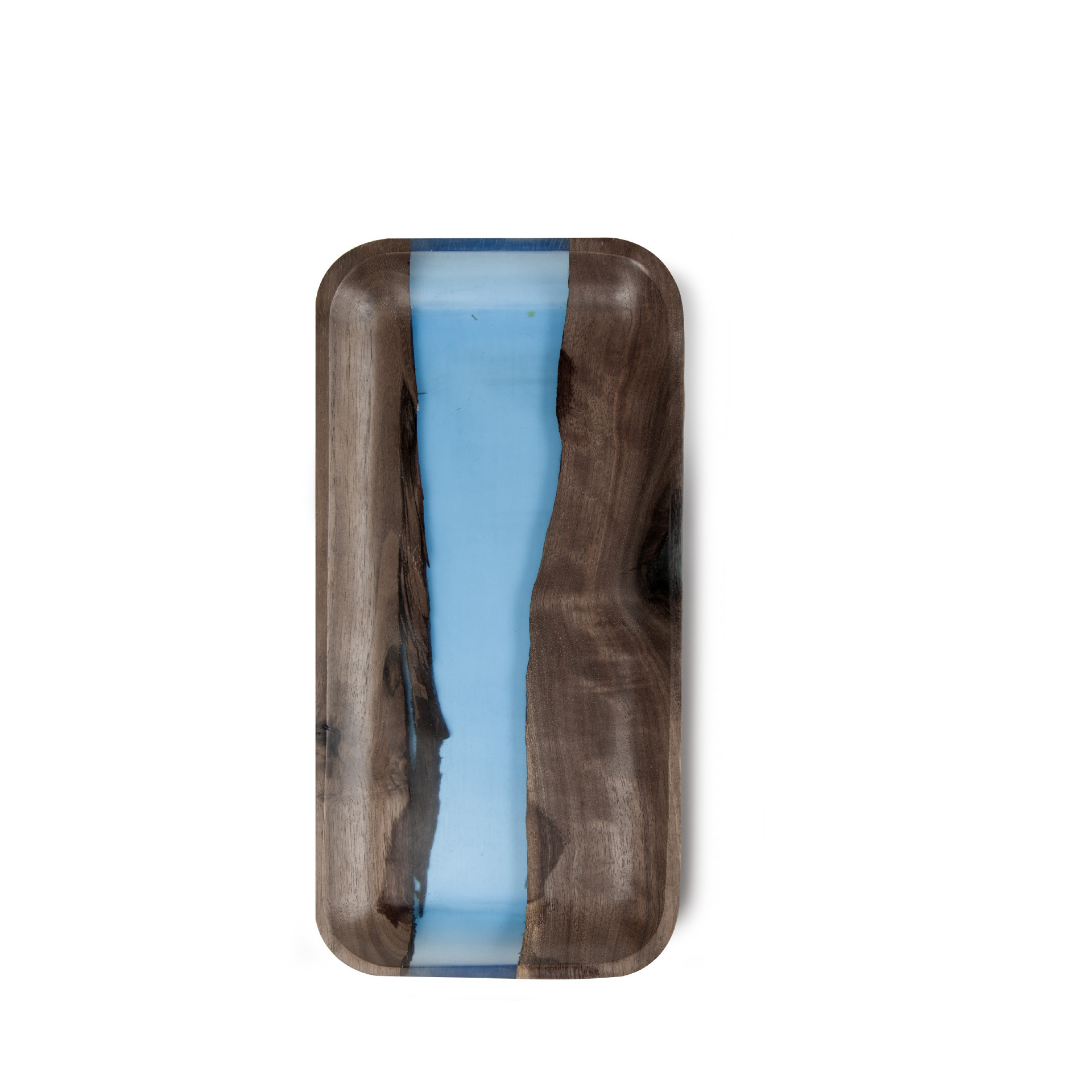Bandeja de madera de resina epoxi de nogal negro transfronterizo nueva bandeja de madera maciza de hogar de lujo ligero Internet celebridad río bandeja de té de madera