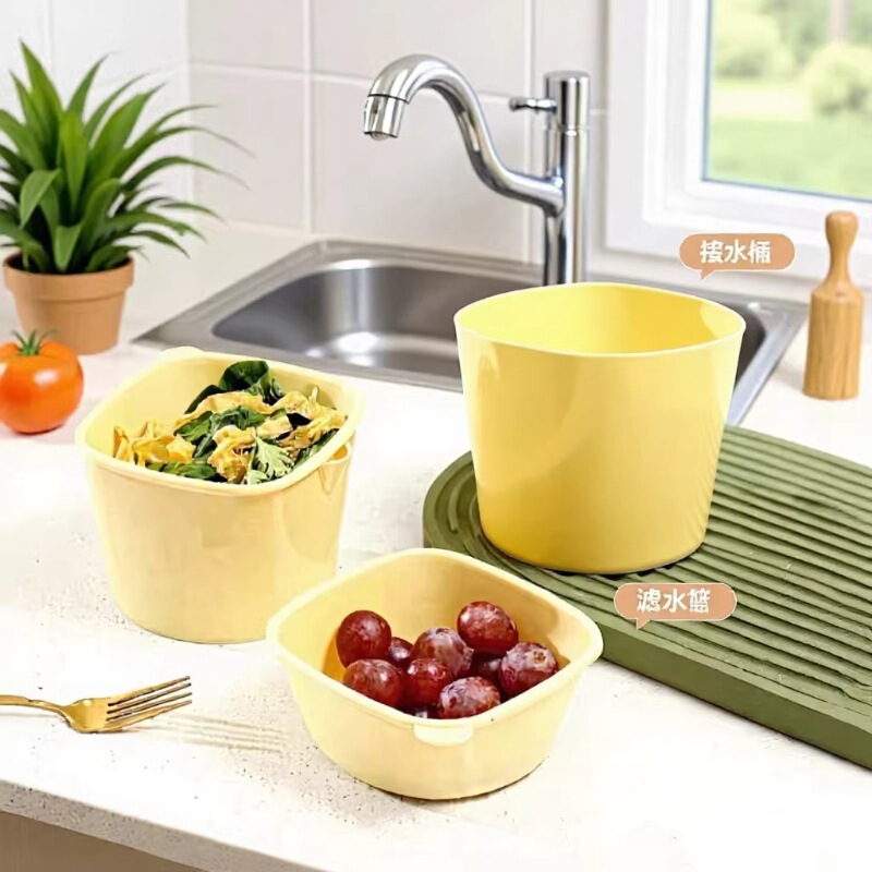 Multifunctional Double-Layer Draining Basket for Kitchen, Small Desktop Trash Can, Detachable Draining Trash Bin, Waste Water Bucket, Tea Residue Bin