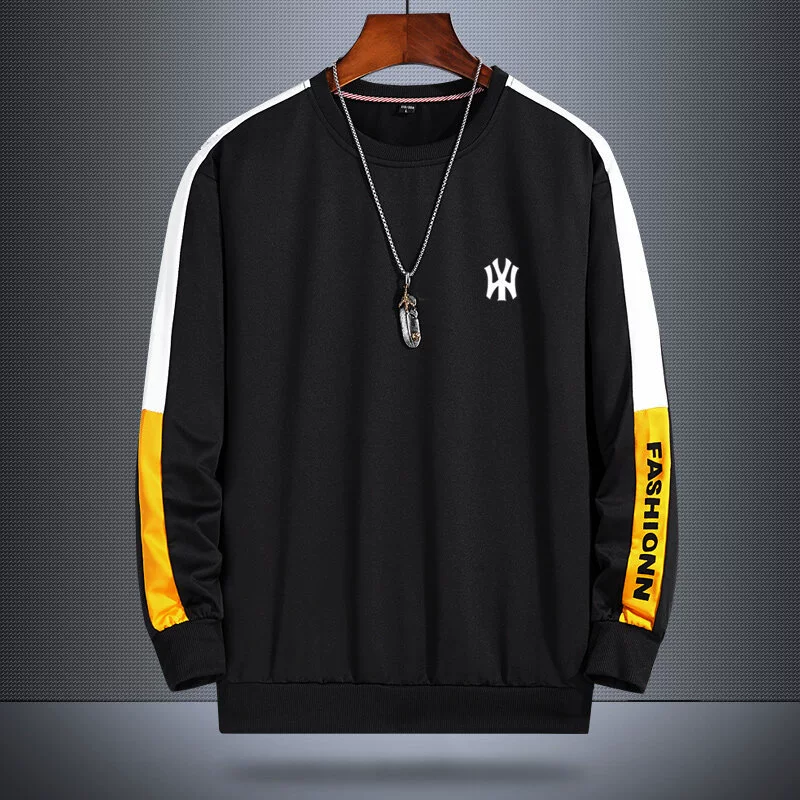 Мужская мода, осенняя толстовка с круглым вырезом и длинными рукавами, новая корейская приталенная толстовка из искусственного хлопка, самая удобная для сочетания, повседневная толстовка