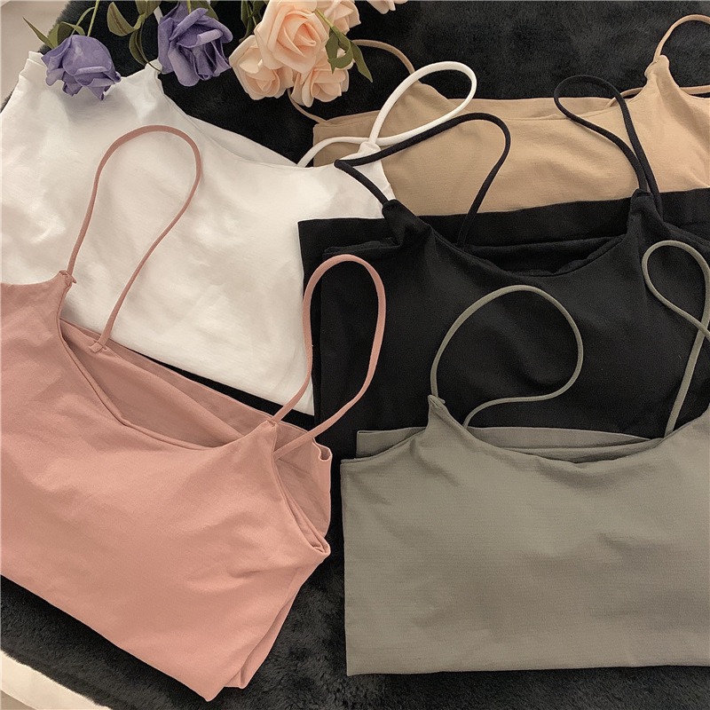 Pink Camisole with Built-In Bra for Spring and Summer, Featuring a Sexy Backless Design with Chest Pads