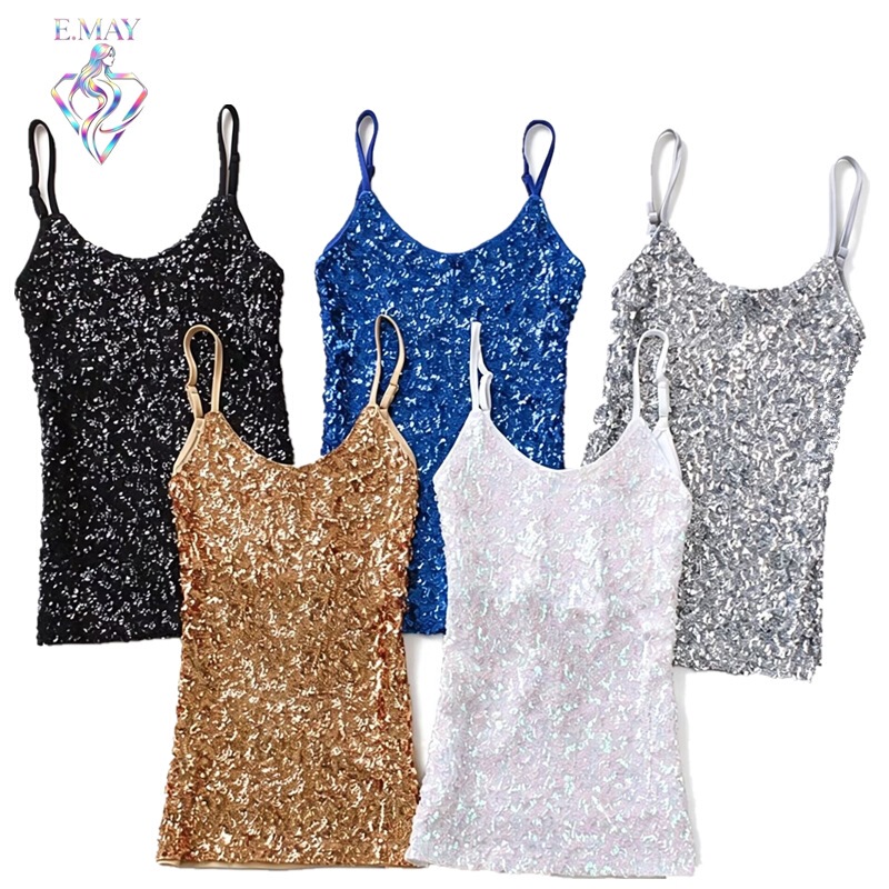 2025 European and American Independent Station Cross-Border Summer New Women's Clothing 1920S Sequin Top T-Sleeve Women's Bar Cos