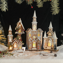 クリスマス山小屋の木造発光雪景色雪家の山小屋の置物ヨーロッパ式レトロ原木小雪屋
