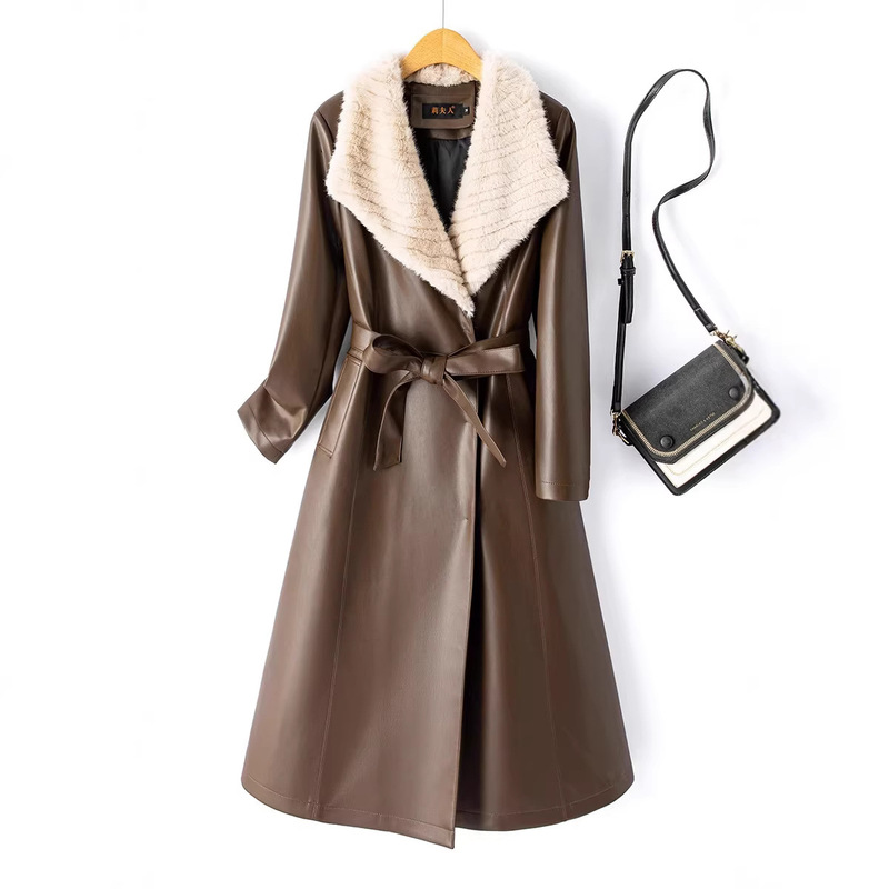 Cross-Border Foreign Trade 2025 New Women's Fashion Stylish Mink Fur Lapel Sheepskin down Jacket with Belt Cross-Border Foreign Trade 2025 New Women's Fashion Stylish Mink Fur Lapel Sheepskin down Jacket with Belt