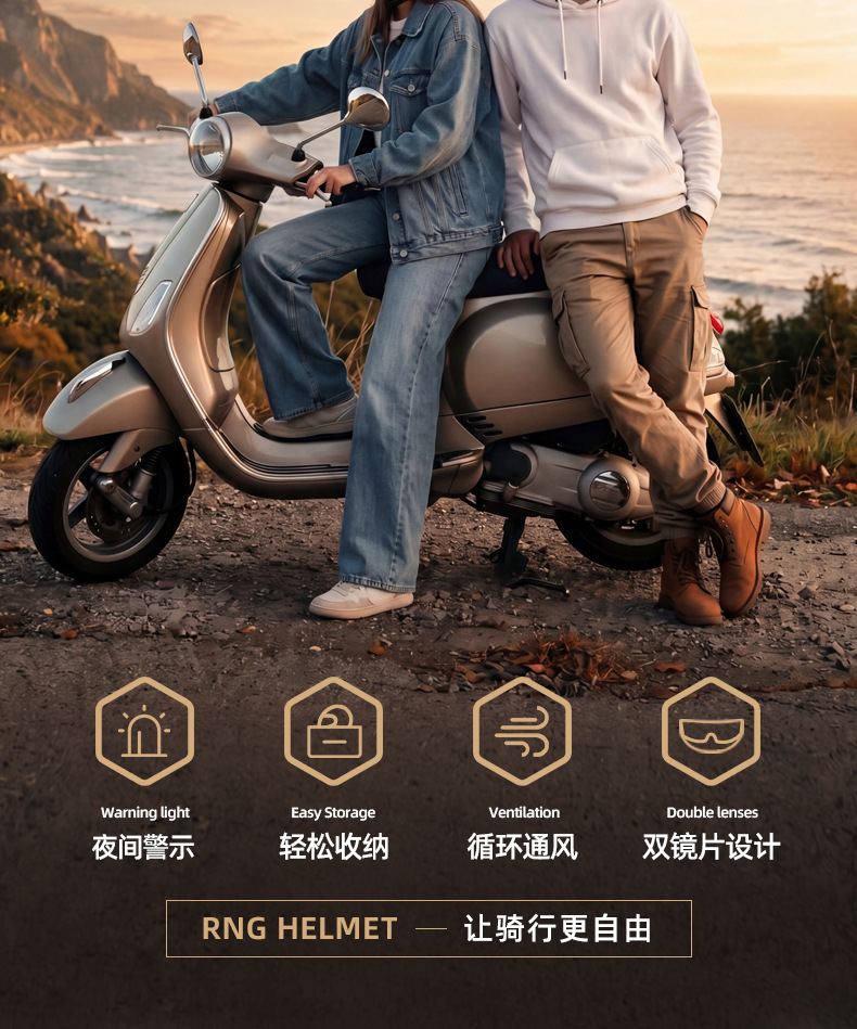 26-Year-Old Rng New Model Motorcycle Riding Helmet with Bluetooth Small Shell Motorcycle Helmet Electric Vehicle Helmet for Men and Women
