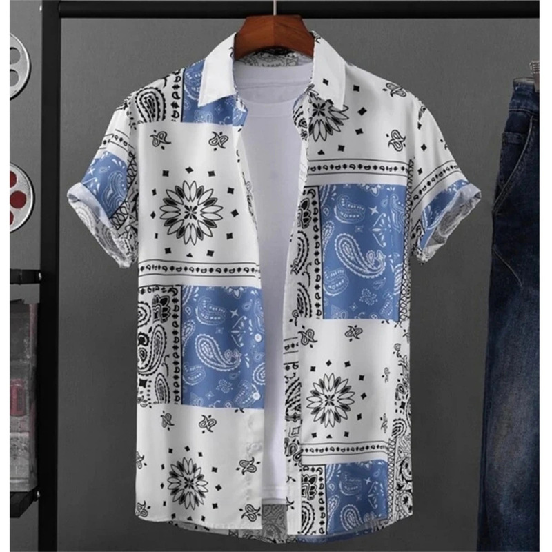 Hawaiian Men's Shirt 3d Cashew Flower Print Short Sleeve Shirt Casual Top Harajuku Loose Men's Shirt Hawaiian Men's Shirt 3d Cashew Flower Print Short Sleeve Shirt Casual Top Harajuku Loose Men's Shirt