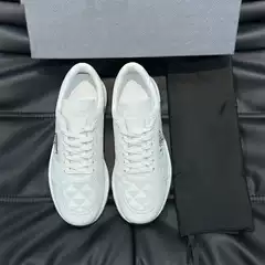 Men's Autumn Casual Fashion Sneakers with Geometric Print, Color-Block Thick Sole, Lace-Up Genuine Leather, 1:1 Original
