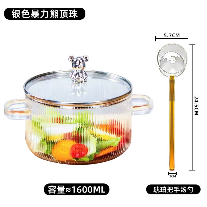 Каменная посуда? wait careful: It says high borosilicate glass pot open flame gas direct burning multifunctional instant noodles bowl double ear soup pot stew pot factory foreign trade