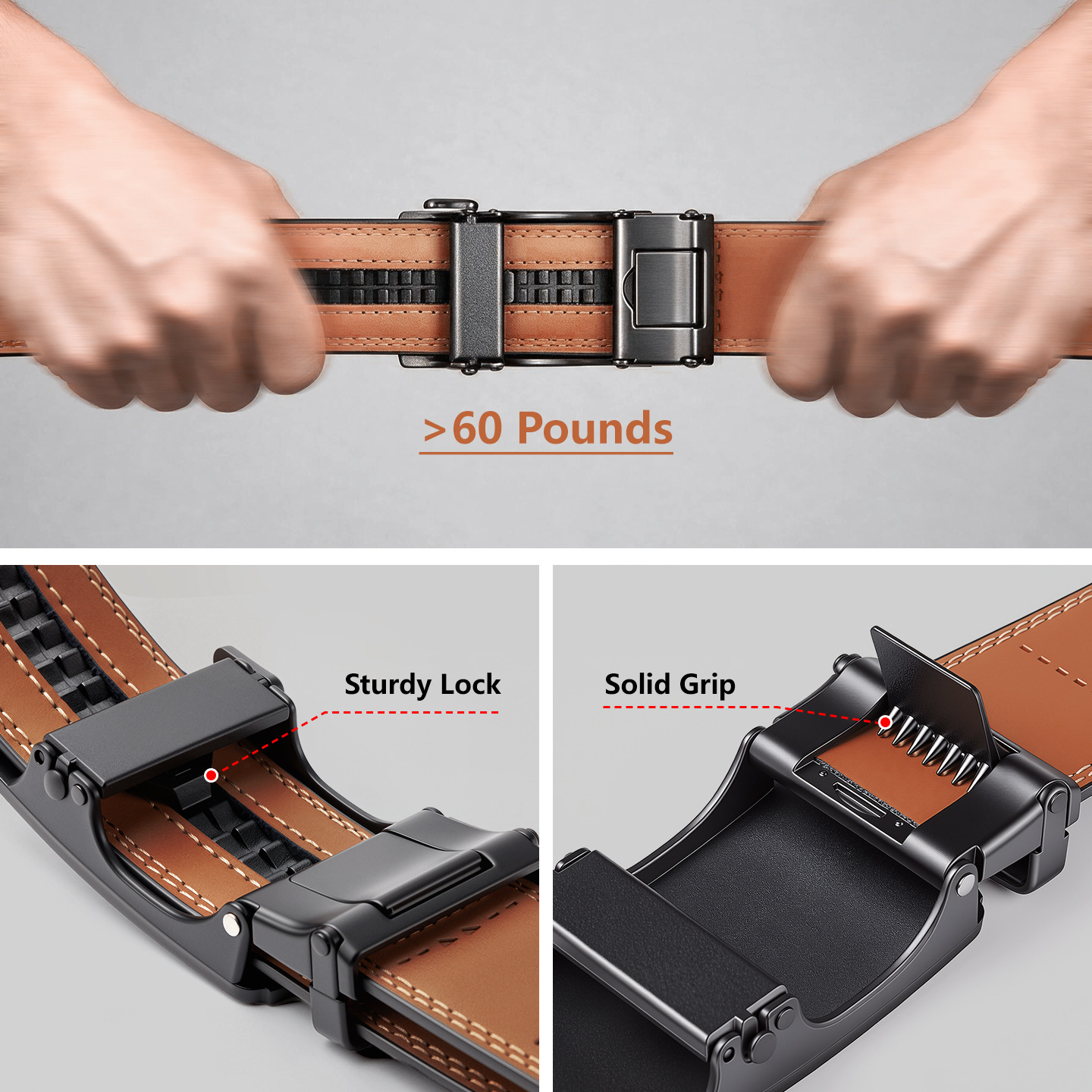Amazon Cross-border Men's Leather Belt Genuine Leather Automatic Buckle Youth Business Factory Wholesale Belt