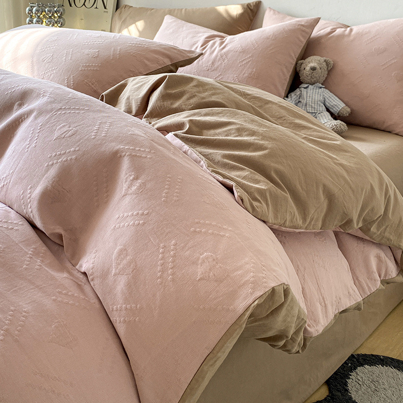 Cama de hilo de tres capas de algodón de cuatro piezas de algodón puro de alta calidad 2025 nueva ropa de cama de tres piezas