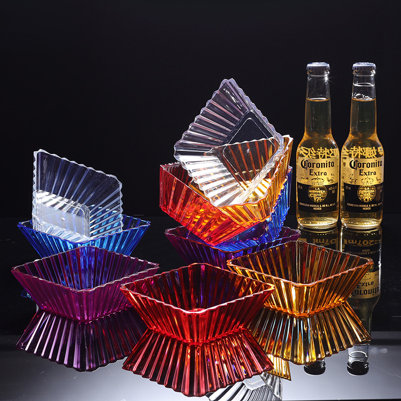 酒吧ktv小吃碟商用塑料方形碟清吧裝零食瓜子點心乾果盤子水果碟