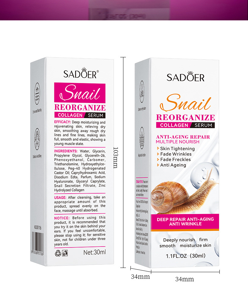Solution d'essence de collagène d'escargot recombinant SADOER_voghion.com
