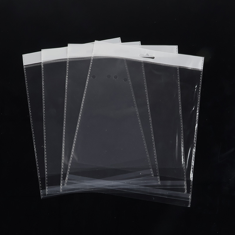 OPP袋透明塑料袋挂孔白色opp卡头袋 透明塑料袋自粘袋印刷LOGO