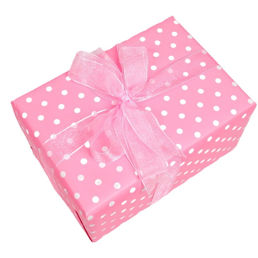 Fábrica en stock pequeño punto papel de regalo clásico lunares a rayas caja de regalo a cuadros regalo ramo de papel de regalo