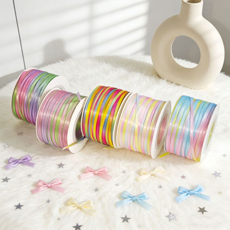 Colorful Hair Tie Ribbon Handmade Bow D-11 Braided Hair Rope Hair Decoration Polyester Double-Sided High-Density 3mm Fine Thread