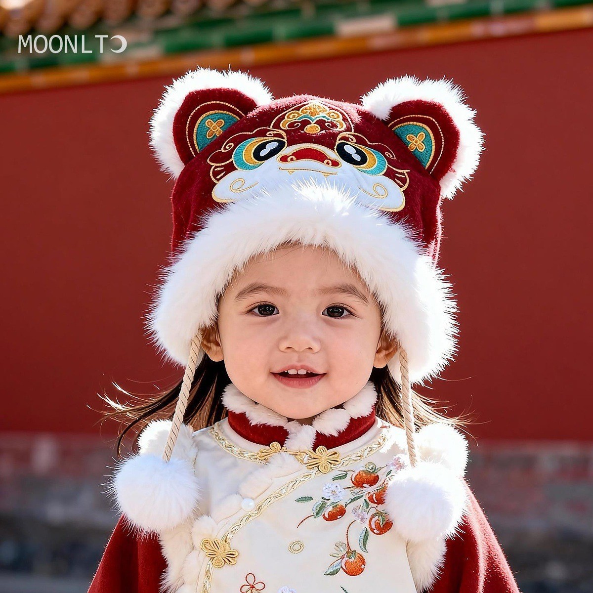 虎头帽婴儿帽子冬季防风新年中国风男女宝宝加厚保暖儿童护耳帽
