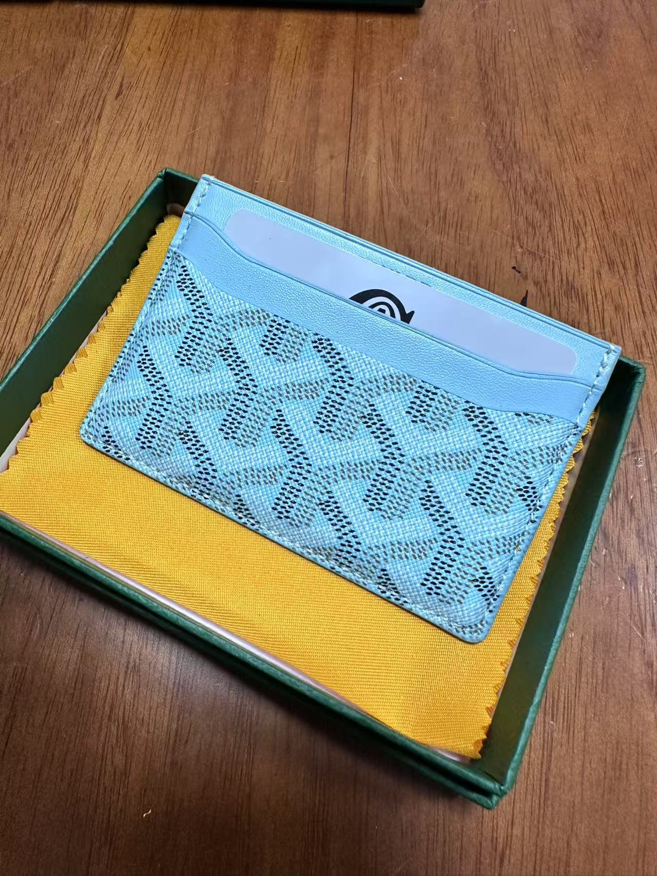 Tarjetero Goyard, tarjetero ultrafino de cuero genuino clásico para hombre, tarjetero de almacenamiento para mujer, tarjetero universal
