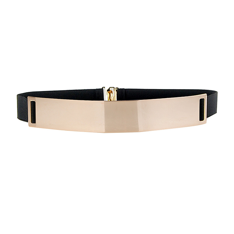 Fashionable elastic golden metal belt
