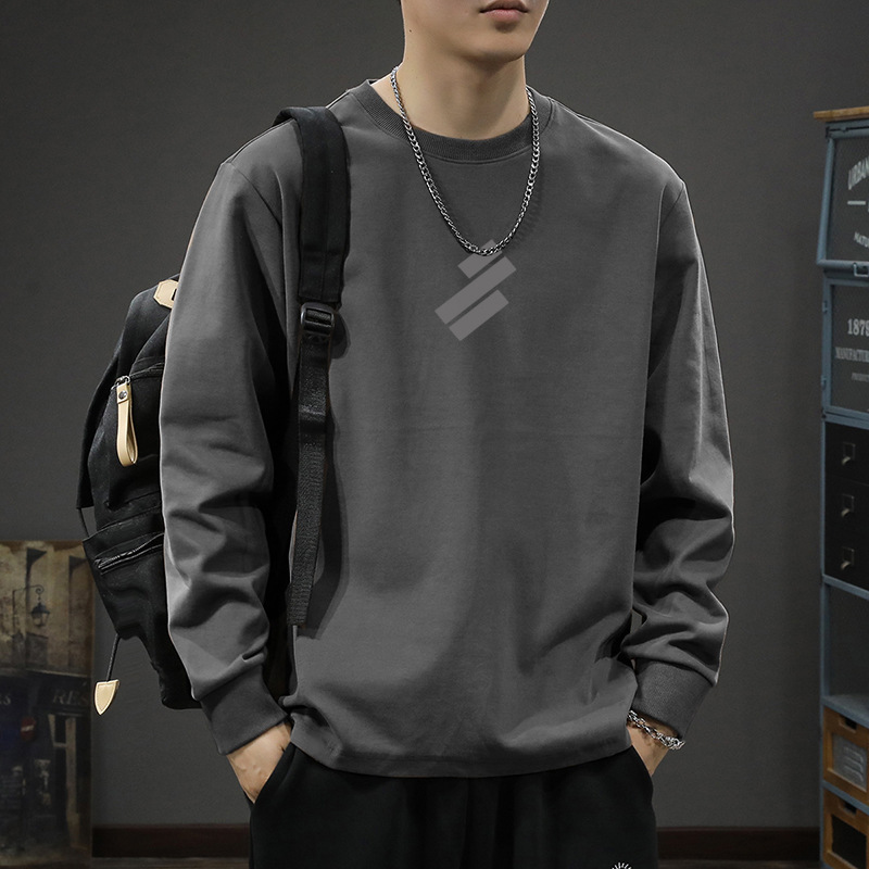 White Long-Sleeved T-Shirt for Men, Autumn and Winter 2026 New Style, Loose-Fitting Base Shirt, Inner Wear for Teenagers, Pure Cotton T-Shirt