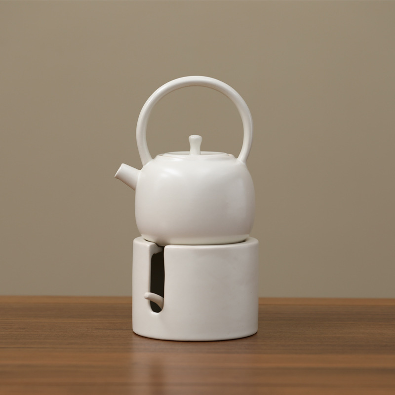 Jingdezhen Beam Pot Japanese Ceramic White Clay Pot Kettle Teapot suit Tea Stove Base One Person Small Capacity