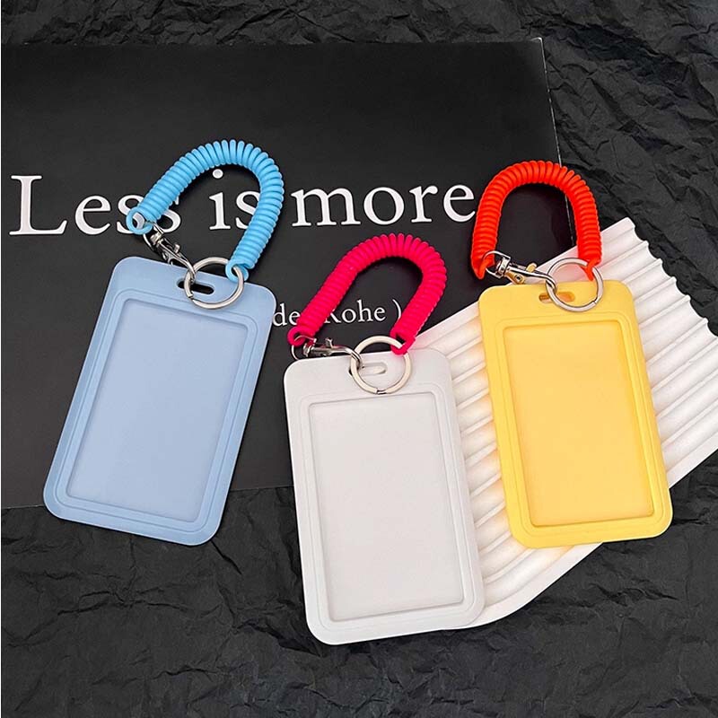 Ins Style Simple Card Holder Keychain Integrated Id Card Bus Campus Card Access Card Work Card Transparent Card Holder